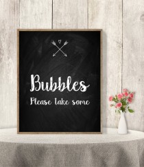 wedding photo - Bubbles Sign // Please Take One Sign // Rustic Wedding Sign DIY / Rustic Chalkboard Poster, Arrow, Heart, Chalk Lettering ▷ Instant Download