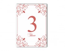 wedding photo -  Table Numbers Wedding Table Numbers Printable Table Cards Download Elegant Table Numbers Red Table Numbers Digital (Set 1-20)