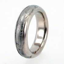 wedding photo - Meteorite Ring inlaid in Wavy Platinum / Solid Meteor Wedding Band inlaid Platinum Ring / (single ring)