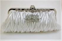 wedding photo - White or Ivory Bridal Clutch, Pearl Wedding Bridal Handbag, Crystal Clutch, White Ivory Wedding Handbag, Bride Purse, Vintage Inspired
