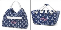 wedding photo - Nautical Two Piece Boaters Gift- Extra Large Tote Plus Matching Large Market Tote - Monogrammed or Not