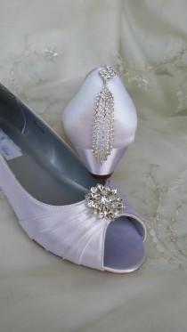 wedding photo - Wedding Shoes Wedge Shoes Bridal Wedges with Crystal Brooch Dyeable Shoes Pick Your color