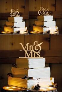 wedding photo - 3 model X 3 pcs = 9 pcs. Natural Wood Mr&Mrs Cake Topper
