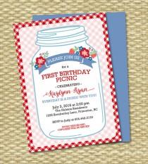 wedding photo - Everyday is a Picnic with You First Birthday Picnic Invitation Mason Jar Couples Shower Picnic Invitation Bridal Shower Picnic, ANY EVENT