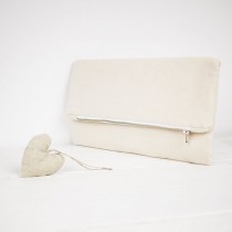 wedding photo - Ivory clutch, nude clutch, nude fold over purse