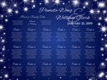 wedding photo -  DIY Printable Wedding Seating Chart | PDF file | 18 x 24 Wedding Seating Chart - New Years Heaven Sparkles Royal Blue - EMAIL Delivery