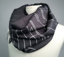 wedding photo - Library Date Due scarf. Book Scarf. Charcoal linen weave pashmina, white print. Library science gift. For him or her. More colors available!