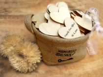 wedding photo -  5cm Wooden Hearts Natural Wood Heart Gift Tag Wedding Decoration Bridal Shower Escort Card Place Card Pack of 30 / 50 / 80 / 100 / 120 / 150