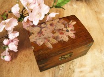 wedding photo -  Sakura Rustic Wedding Ring Bearer Box Cherry Blossom Jewelry Box Gift Box Spring Wedding Theme