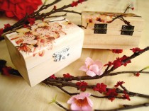 wedding photo -  Personalized Small Sakura Wooden box Cherry Blossom Ring bearer Gift box Wedding decor Gift idea