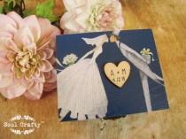 wedding photo -  Dark Blue Ring Bearer Box Bride Groom Nautical Wedding Wooden box Gift box Wedding decor gift idea
