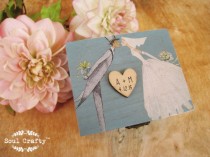 wedding photo -  Blue Ring Bearer Box Rustic Wedding Woodland Wooden box Gift box Wedding decor gift idea