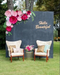 wedding photo - Large Paper Flower Wall, Wedding Shower Backdrop, Paper Flower Backdrop, Pink Bridal Shower Decor, Wedding Floral Backdrop, Paper Flowers