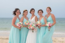 wedding photo - The  Bridget- Real Touch Bridal Bouquet- Peonies, Roses, Orchids and Calla's in White, Pinks, Corals, Aqua and Green