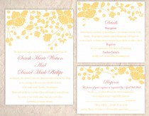 wedding photo -  DIY Wedding Invitation Template Set Editable Word File Instant Download Printable Invitations Floral Wedding Invitation Yellow Invitations