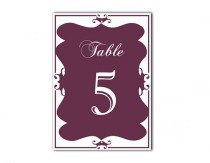 wedding photo -  Table Numbers Wedding Table Numbers Printable Table Cards Download Elegant Table Numbers Eggplant Table Numbers Digital (Set 1-20)