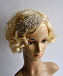 wedding photo - Rhinestone flapper Gatsby Headband, Wedding Headband,Crystal Headband, Wedding Headpiece, Halo Bridal Headpiece, 1920s Flapper headband