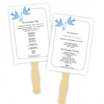 wedding photo - Wedding Program Fan Template - Blue Doves Silhouette - DIY Printable Template - Instant Download - Microsoft Word File