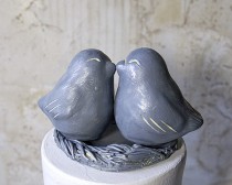 wedding photo - Antique Tin Patina Love Bird Cake Topper