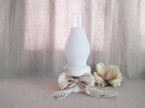 wedding photo - Paris Chic Candle Holder in Heirloom White / Cottage Chic Candle Holder with Glass Shade