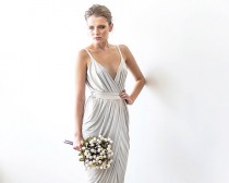 wedding photo - Wrap maxi ivory dress with straps, Tulip wedding gown, Maxi tulip rehearsal dress
