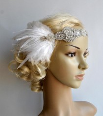 wedding photo - Ready to ship Rhinestone flapper Gatsby Wedding Headband, Crystal Headband, Wedding Headpiece, Halo Bridal Headpiece, 1920s Flapper headband