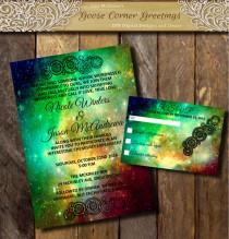 wedding photo -  Printable Starry Night Wedding Invitation suite,Orion Nebula Galaxy Space theme invitations,Wedding set, Gallifreyan symbol, RSVP