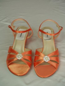 wedding photo - Orange WEDDING Shoes B W WW width comfortable heel 200 colors