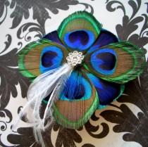wedding photo - TUSCANY - Peacock Bridal Feather Fascinator - Made to Order