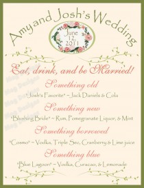 wedding photo - Personalized Wedding Signature Drink Sign  - Bar Sign -  customizable  Country Charm