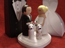 wedding photo - Cake Toppers with Two Pets Fully Customizable---3-D Accents