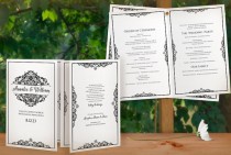 wedding photo - SALE! DiY Printable Wedding Program Template - Instant Download - EDITABLE TEXT - Natalia (Black) - Microsoft® Word Format