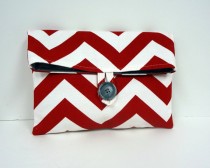 wedding photo - Makeup Bag in Red Chevron, Red Cosmetic Bag