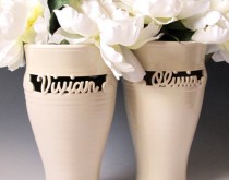 wedding photo - Custom made vase carved with a single name - Made to Order -