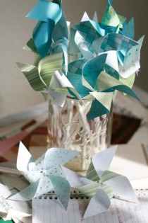 wedding photo - Wedding Pinwheels 12 Mini Pinwheels Ocean Love  (Custom orders welcomed)
