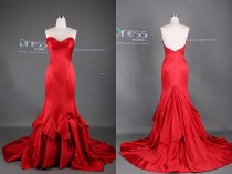 wedding photo - 2015 Red Sweetheart Long Mermaid Prom Dress/Mermaid Fishtail Evening Gown/Red Mermaid Wedding Dress/Sexy Party Dresses/Reception Dress DH365