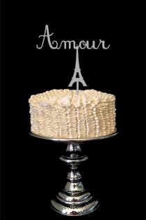 wedding photo - Amour French Eiffel Tower Wedding Cake Topper