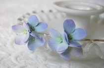 wedding photo - Something Blue- Hydrangea Hair flowers For Weddings on Silver Plated Bobby Pins