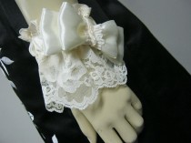 wedding photo - Satin Ivory Cuff with Chantilly Lace