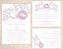 wedding photo -  DIY Wedding Invitation Template Set Editable Word File Instant Download Printable Invitation Lavender Wedding Invitation Heart Invitation