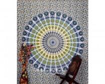wedding photo -  Traditional Indian Blue and Yellow Bohemian Wall Tapestry
