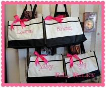 wedding photo - Personalized Bridesmaid Gift,  Monogrammed Totes Set of 4