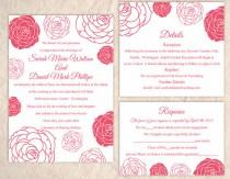 wedding photo -  DIY Wedding Invitation Template Set Editable Word File Instant Download Printable Flower Invitation Rose Wedding Invitation Pink Invitations