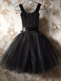 wedding photo - Black tutu dress, birthday tutu dress, crochet tutu dress, corset tutu dress