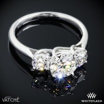 wedding photo - 18k White Gold Vatche 319 X-Prong 3 Stone Engagement Ring With 2 Round Brilliant Diamonds (0.50ctw G/VS)