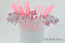 wedding photo - Romantic Pink Floral Party Straws - 25 count - bridal baby shower, 1st  birthday