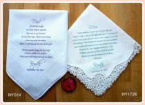 wedding photo - Wedding Handkerchief-PRINTED-Set of 2 CUSTOMIZED-Mother of the Bride-Father of the Bride-Wedding Hankerchief-Wedding Gift-Parents Gift-favor