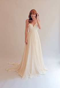 wedding photo -  Feather Light Silk Wedding Gown With Embellished Bodice--Lea--Blush Or Ivory