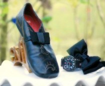 wedding photo - Black Tuxedo Shoe Clips Bow. Elegant Classic Event Wear. Fun Grosgrain Ribbon, Manly Men Man Unisex, Sophisticated Handmade Vintage Inspired