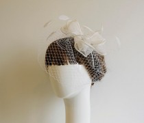 wedding photo - Birdcage Veil Fascinator, Bridal headpiece, Wedding Hair Flower, Fascinator, Veil